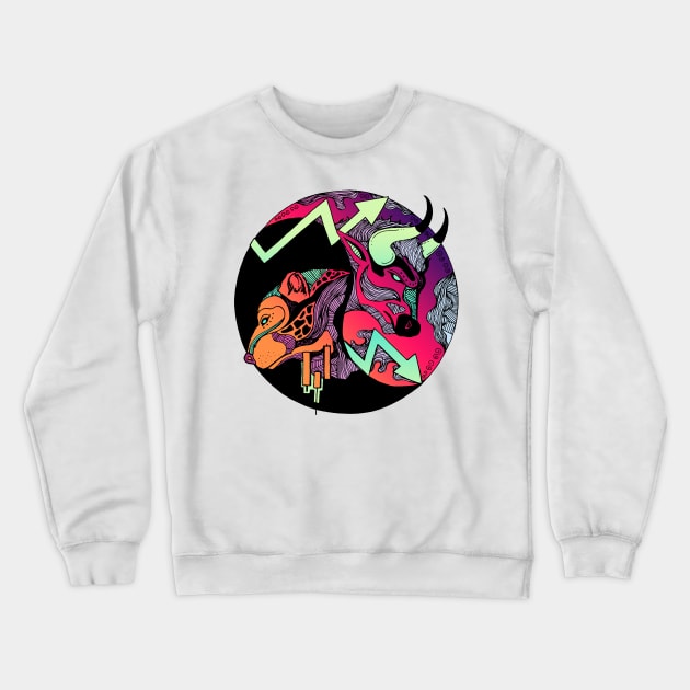 Blue Red Blend Bull and Bear Crewneck Sweatshirt by kenallouis